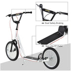 Kick Scooters for Kids with Adjustable Height, Anti-Slip Deck, Dual Brakes, Rubber Tyres, for Boys and Girls Aged 5+ Years Old - White