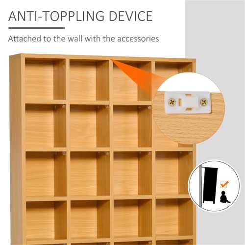 480 CD/ 312 DVD Storage Unit, Media Storage Shelf, Wooden Display Unit with Adjustable Shelves, 89 x 130.5 cm, Beech Wood Finish