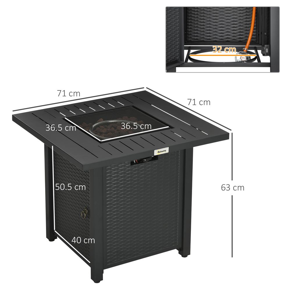 Gas Firepit Table - 50,000 BTU - Protective Cover - Spark Guard