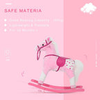 Rocking Horse Toy Plush Wood Pony Riding Rocker Neigh Sound Pink