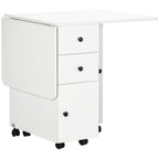 Folding Dining Table, Drop Leaf with Storage Drawers White - Space Saving Design, Expandable, 4-6 People Capacity