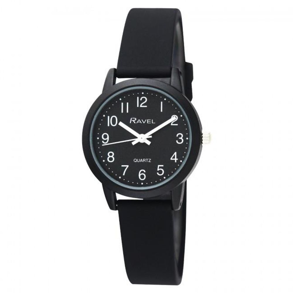 Sports Black Silicone Watch - Bold & Bright Colors - Soft Strap