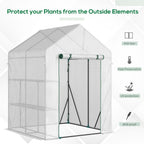 Greenhouse for Outdoor, Gardening 2 Tier Shelf, PE Cover, 143x143x195cm, Green