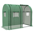 Tomato Greenhouse with 2 Roll-up Doors and 4 Mesh Windows, Green