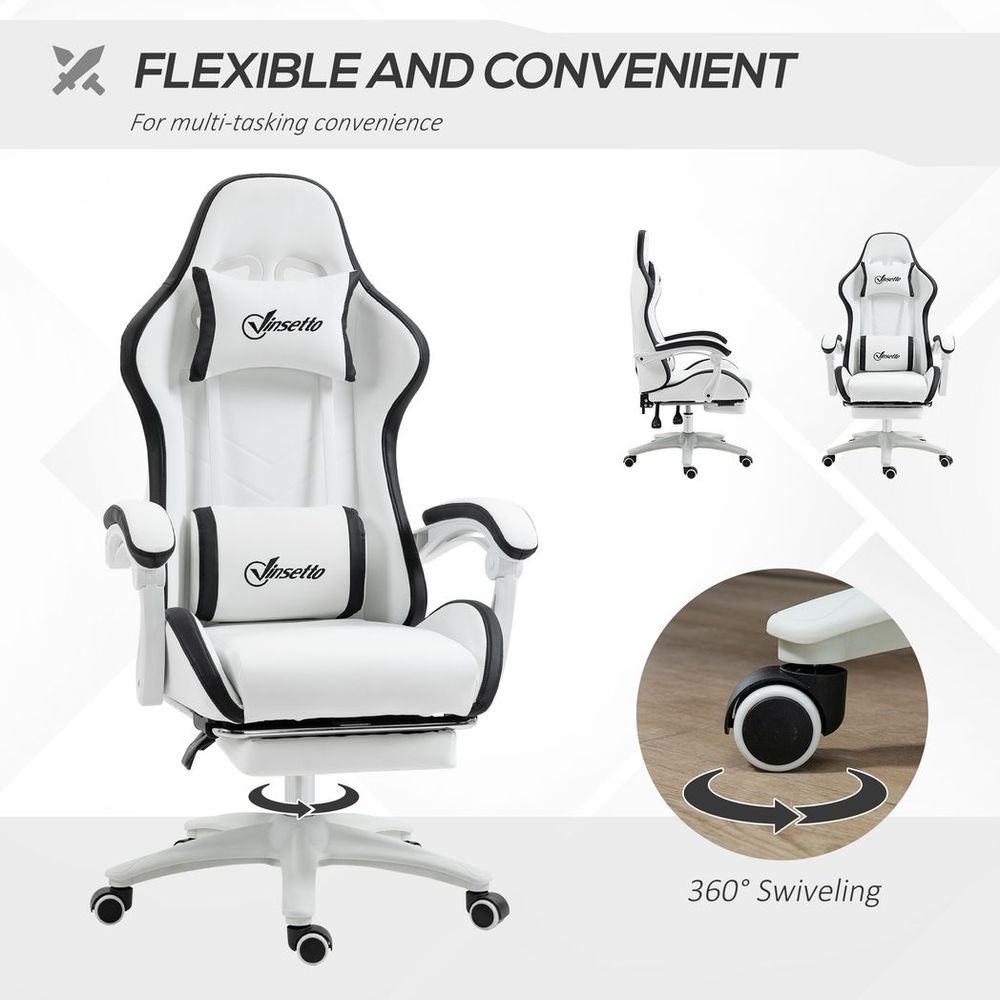 Racing Style Gaming Chair with Reclining Function Footrest, Black
