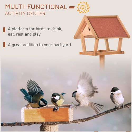 Wooden Bird Table Freestanding Feeding Station for Garden Outside 139H cm Natural