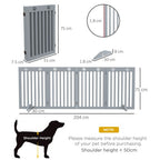 Pet Gate Foldable Fence Freestanding Dog Barrier w/ Support Feet Grey