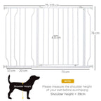 Ultimate Pet Safety Gate - Wide Stair Gate, 75-115cm, White