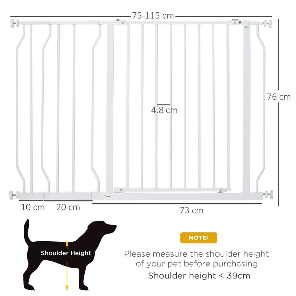 Ultimate Pet Safety Gate - Wide Stair Gate, 75-115cm, White