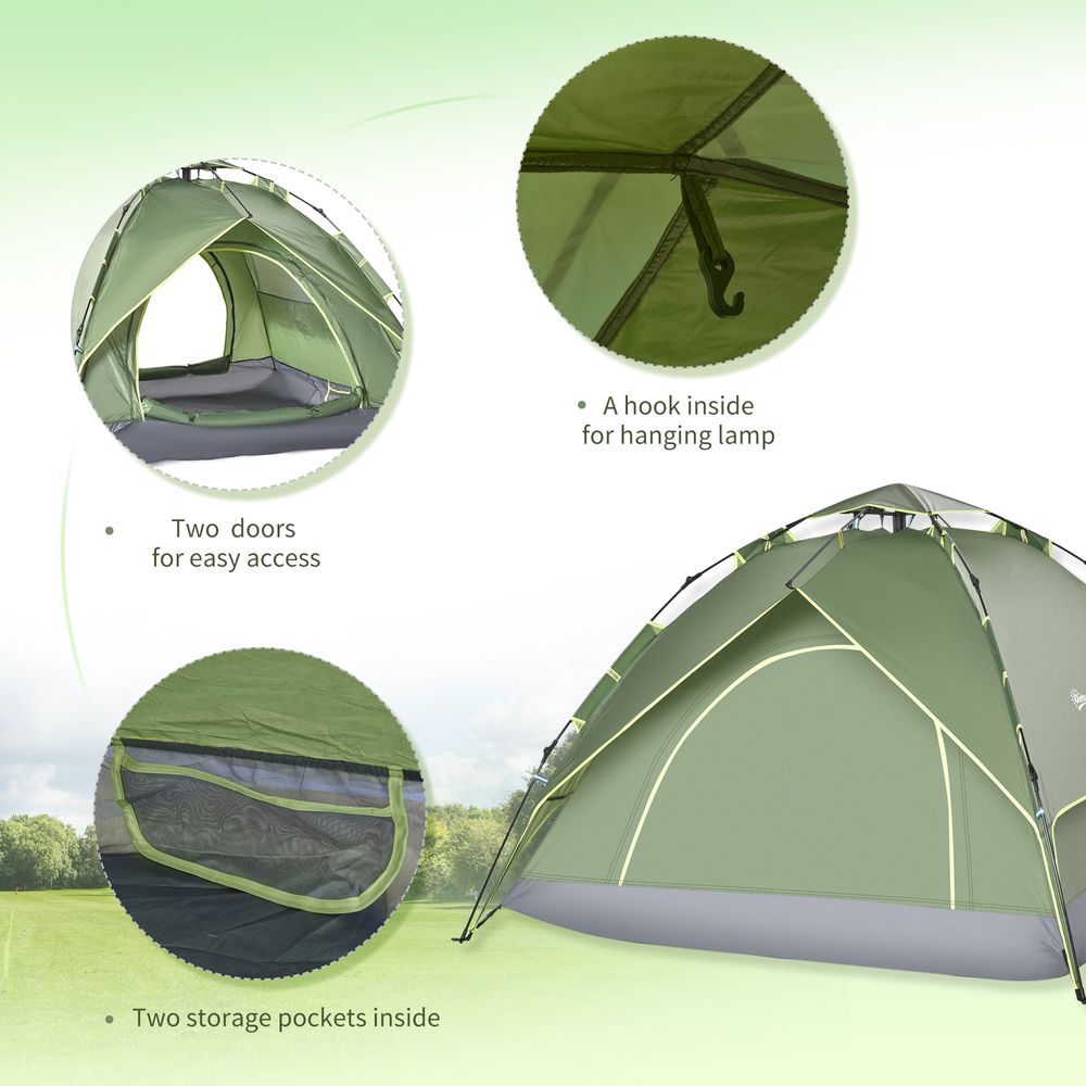 2-Person Pop Up Tent. for Camping, Festivals, Hiking, and Family Travel. Water-Resistant & Double Layered