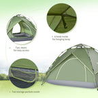 2-Person Pop Up Tent. for Camping, Festivals, Hiking, and Family Travel. Water-Resistant & Double Layered