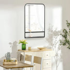Sleek Square Wall Mirror w/ Shelf, 86x53 cm - Modern Mirrors for Living Room, Bedroom