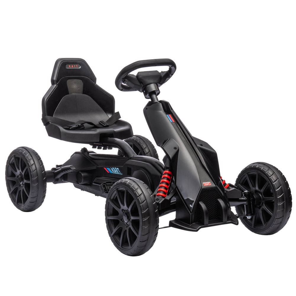 Children Pedal Go Kart with Adjustable Seat, Handbrake - Black