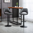 PU Leather Bar Stool Set of 2 - Adjustable Swivel with Footrest