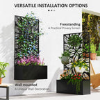 Metal Raised Garden Bed with Trellis, Outdoor Elevated Planter Box in Metal