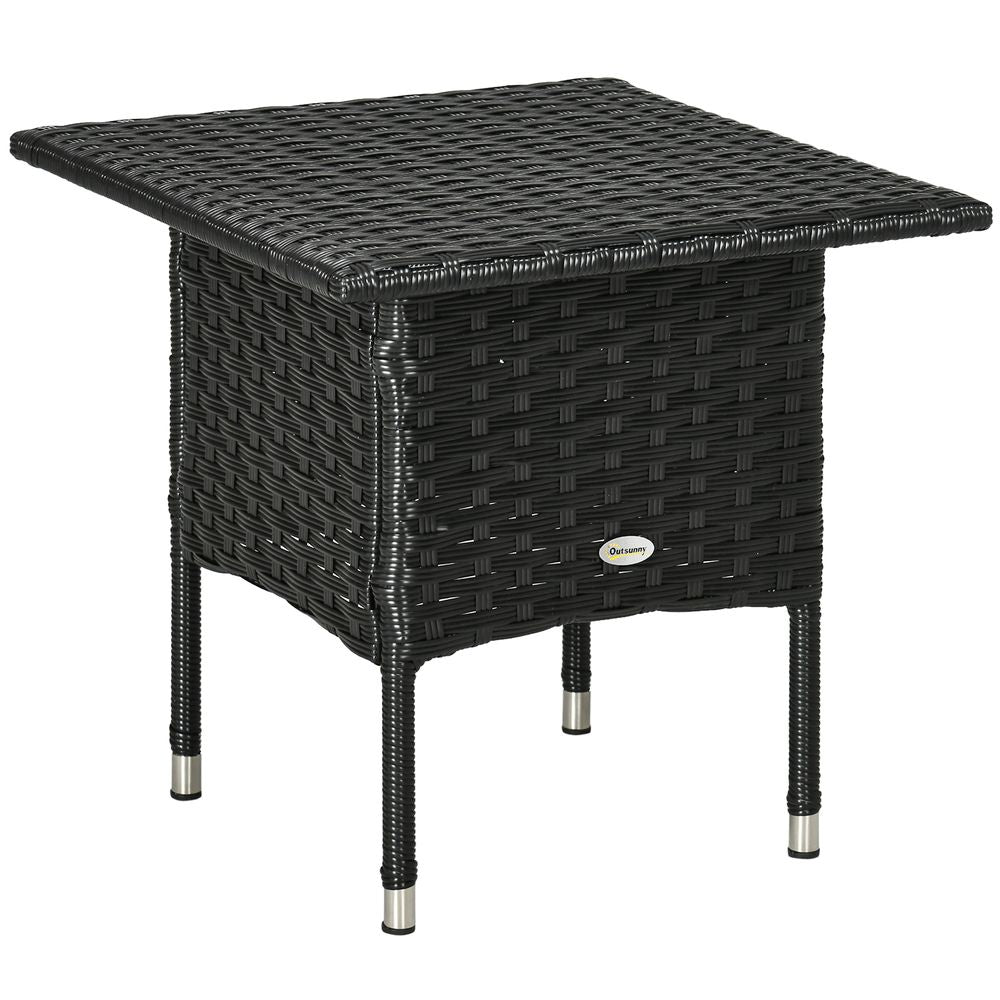 PE Rattan Outdoor Coffee Table, Patio & Garden Black Side Table
