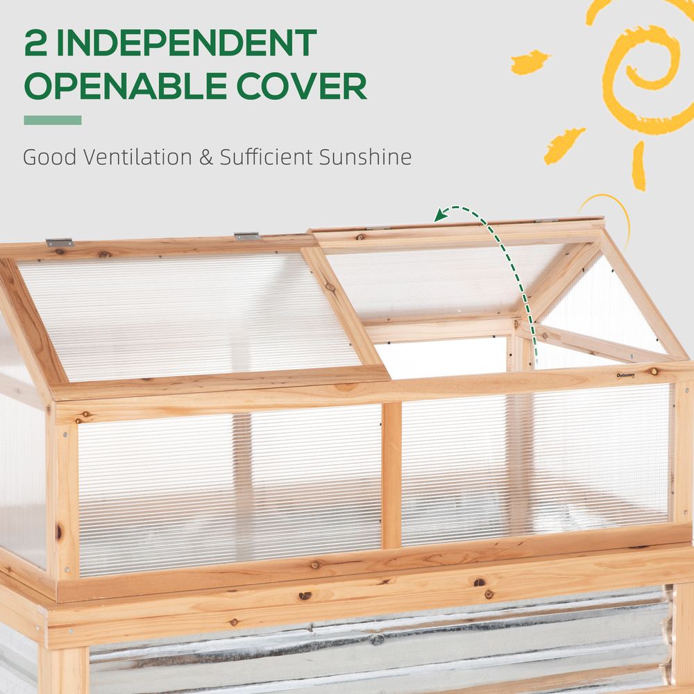 Raised Garden Bed with Greenhouse Top, 122x61x81.7cm, Natural Kit