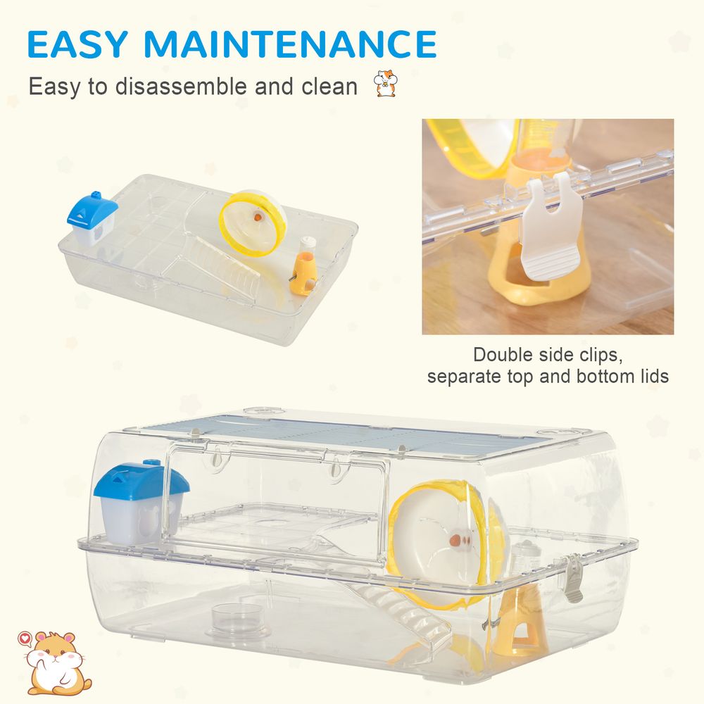 2 Storey Hamster Cage Small Pet Animal Cage Double Layers Running Wheel Drinker Feeding Bowl