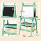 Double-Sided Art Easel for Kids w/ Paper Roll, Storage Baskets