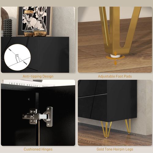 Freestanding Storage Cabinet with Adjustable Shelves for Living Room