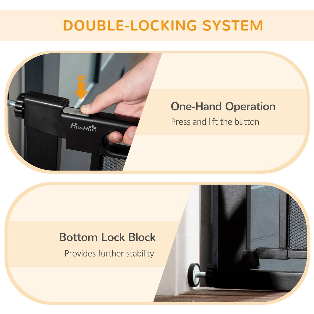 Pressure Fit Safety Gate, Auto Close, 75-103 cm, Black