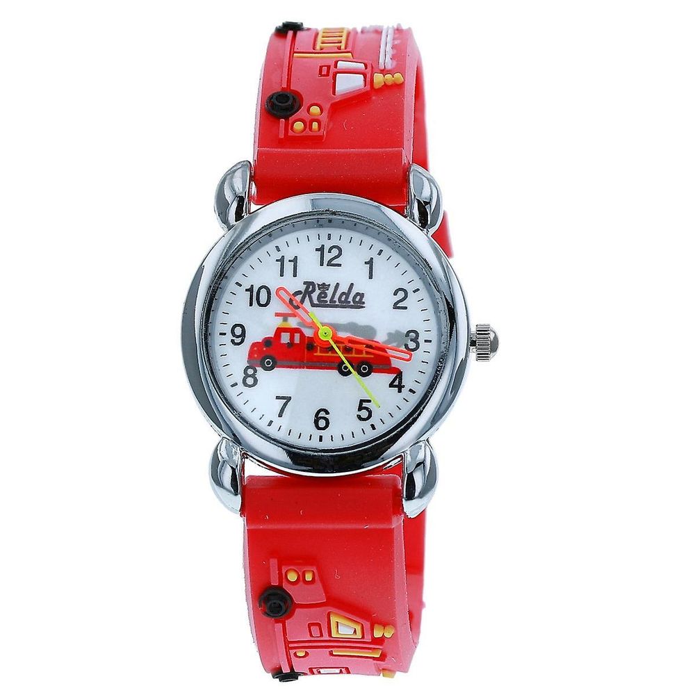 Kids Fire Engine Red Silicone Strap Boy's Watch