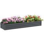 Galvanised Raised Bed for Garden, Outdoor Elevated Planter Box, Grey