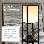 Shelf Floor Lamp with Dual Light, for Living Room, Bedroom, Black