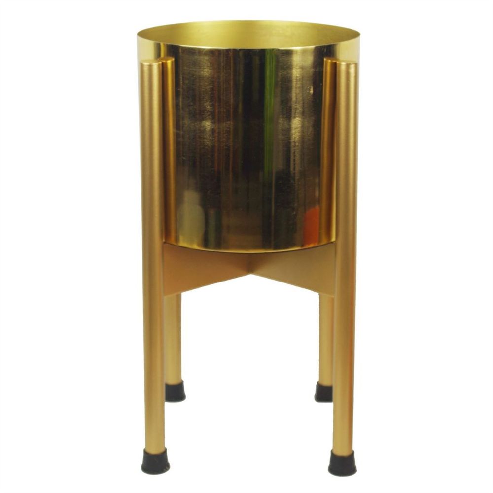 Metal Planter Plant Pot with Polished Gold Finish 20 x 18cm