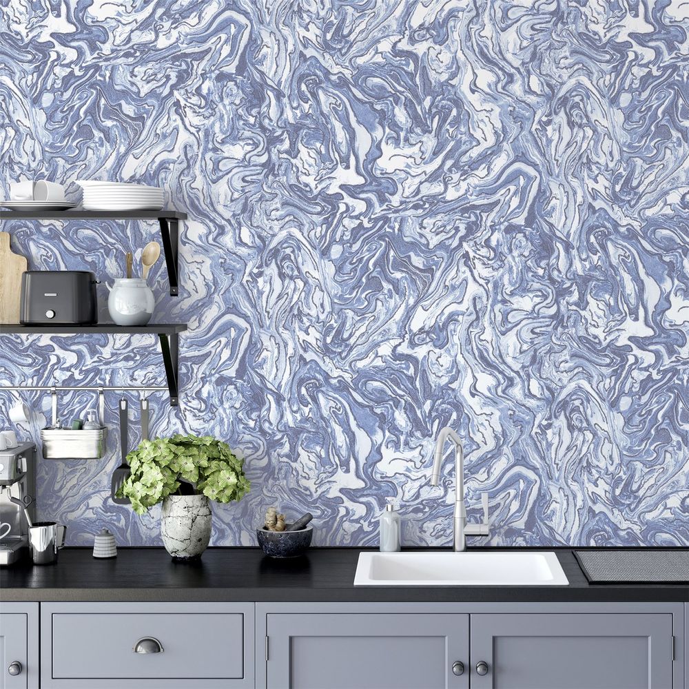 Liquid Marble Navy