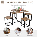 Stylish 5-Piece MDF Dining Set w/ Stools - Black/Brown