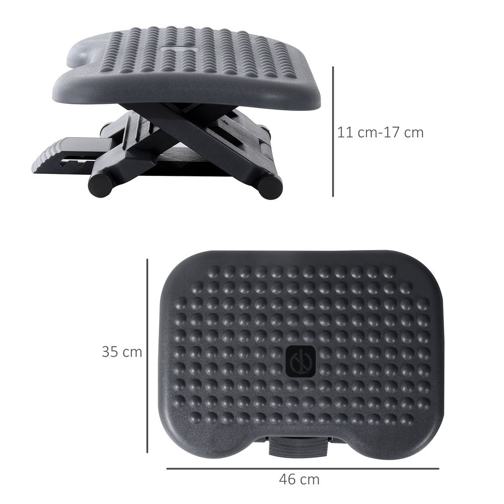 Adjustable Massage Footrest - 3 Position Tilting & Comfort - Home Office Black