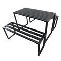 3-Pc Metal Table & Bench Set - Black - Transform Your Garden Instantly