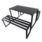 3-Pc Metal Table & Bench Set - Black - Transform Your Garden Instantly