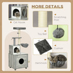 Cat Litter Box Enclosure + House + Bed + Scratching Posts + Platform