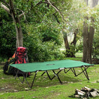 Double Camping Bed Camping Cot Foldable Sunbed Outdoor Patio Sleeping Bed Super Light with Carry Bag (Green)