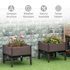 Set of 2 Raised Bed, Elevated Planter Box & Self-Watering Design & Drainage Holes