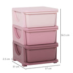 Kids Storage Units with 3 Drawers 3 Tier Chest Vertical Dresser Tower Toy Organizer for Nursery Playroom Kindergarten Pink