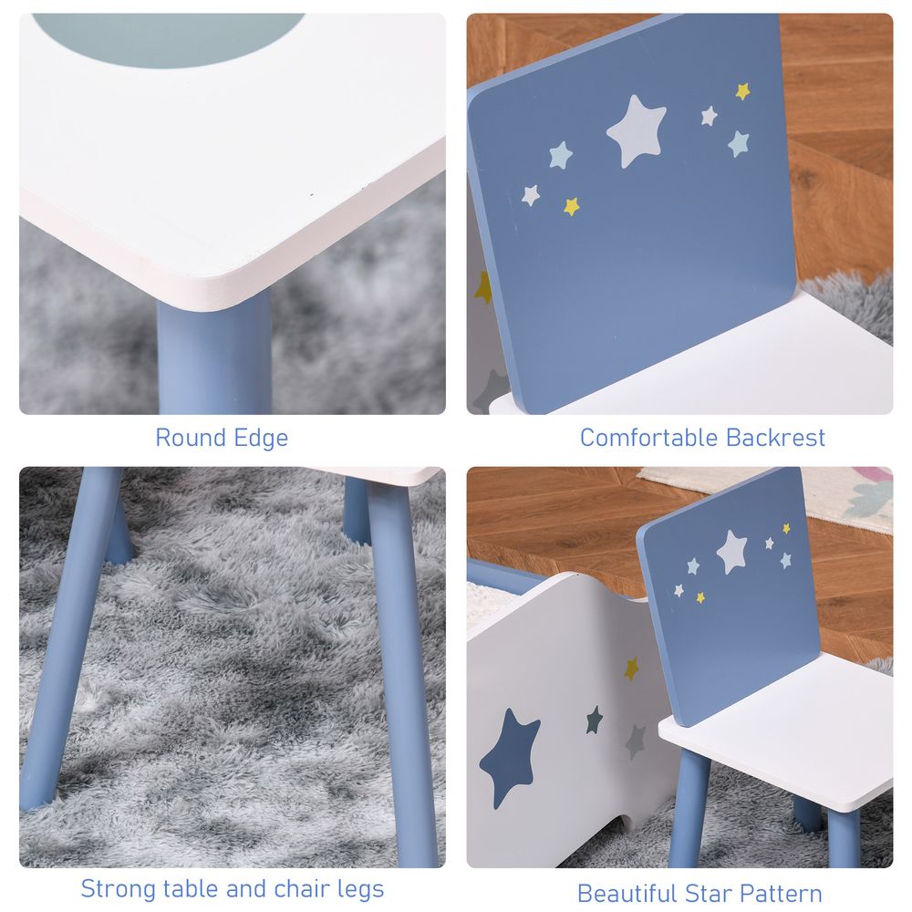 Kids Table & Chairs Dining Set - Safe Corners - Wood Legs