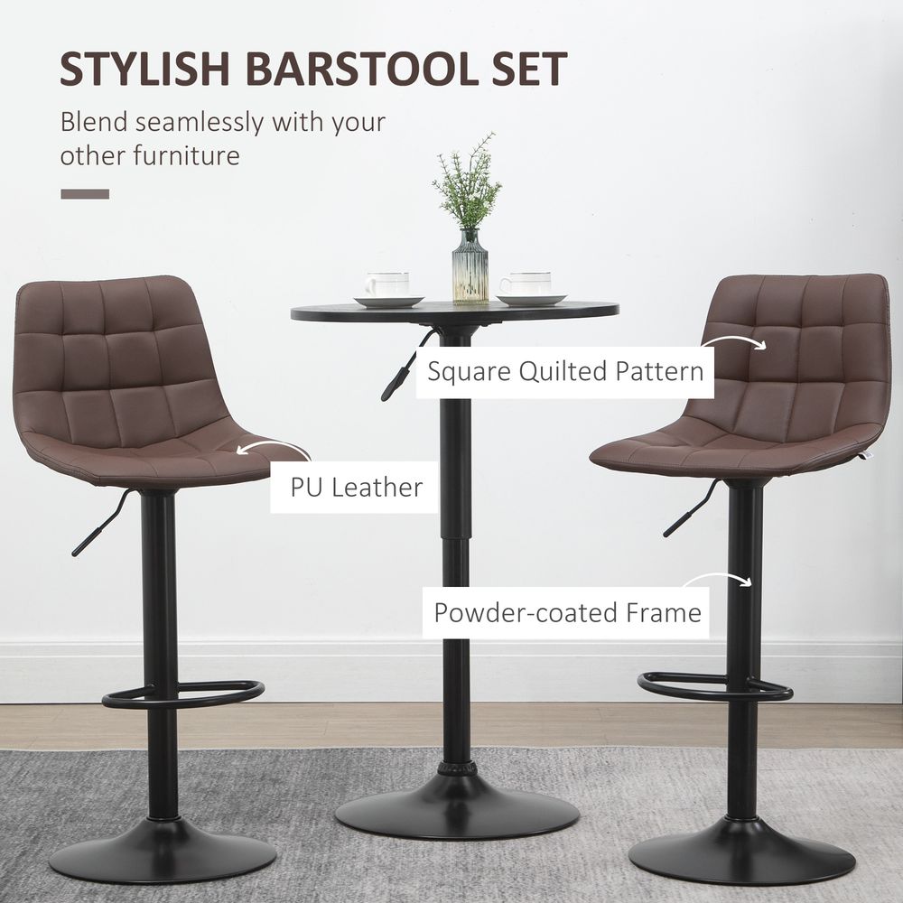 Brown Adjustable Stools: Swivel & Footrest, Set of 2 - Pub Home Furnishings