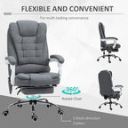 Vintage High Back Heated Massage Office Chair - 6 Vibration Points - Grey