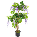 110cm Artificial Purple Wisteria Tree - Realistic and - Wired Leaf Stems - Natural Wood Trunk - Ready to Display