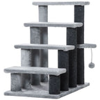 Pet Stairs with 3-step Stair, Scratching Posts, Platforms, Toy Ball