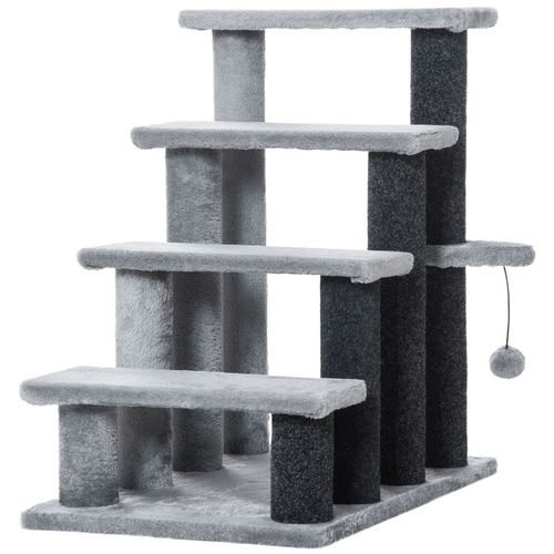 Pet Stairs with 3-step Stair, Scratching Posts, Platforms, Toy Ball