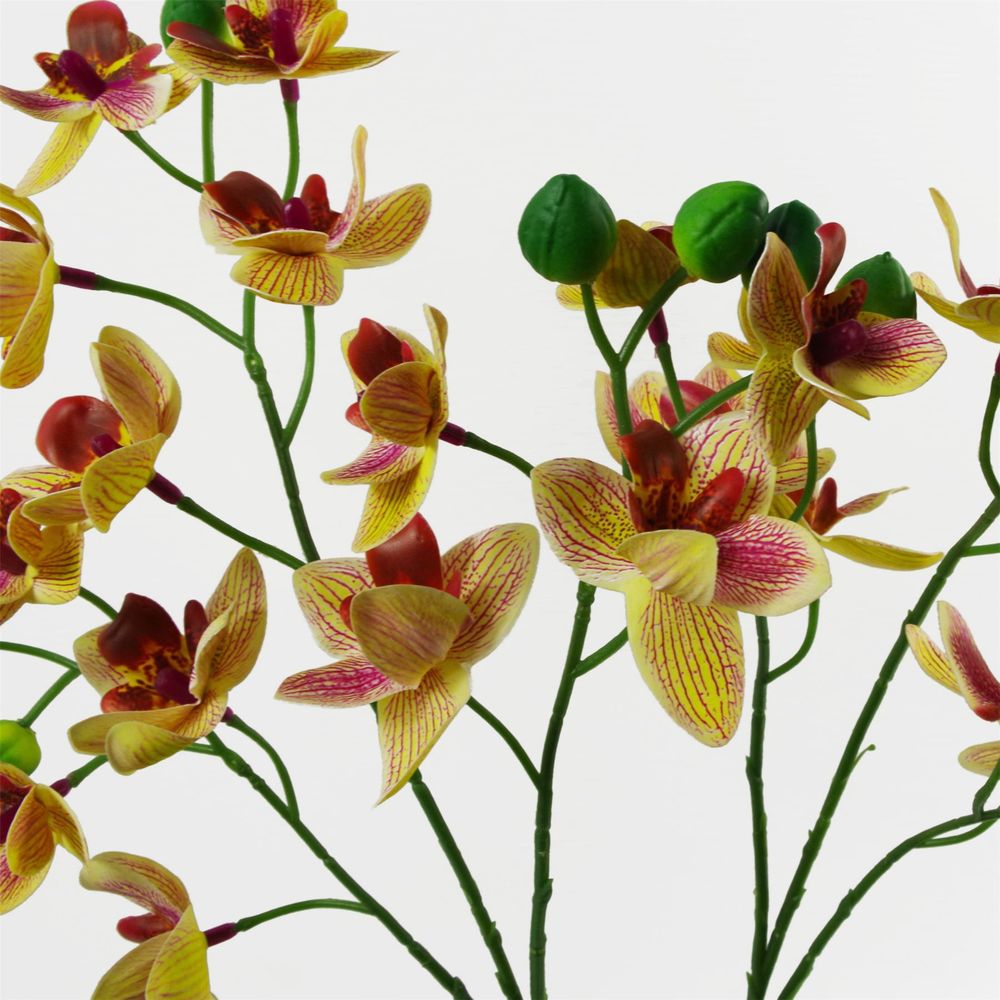 Large Pink Yellow Artificial Orchid - 43cm - Ceramic Planter