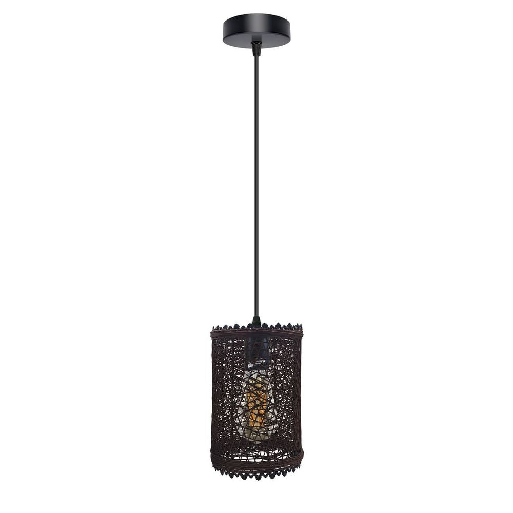 Vintage Wicker Rattan Pendant Light - Handmade, Adjustable, E27 Base - for Living Room, Dining Room, Cafe, Bar