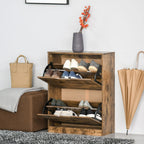 2 Drawer Shoe Cabinet Industrial Shoe Cupboard Flip Doors for Hallway