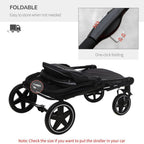 Foldable Dog Carriage w/ Universal Wheels - Black