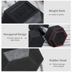 Hex Dumbbells - 2x8kg Set for Home Fitness - Heavy-Duty Metal & Rubber