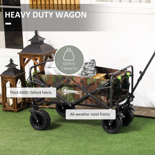 Foldable Garden Cart, Outdoor Utility Wagon with Carry Bag, Camouflage